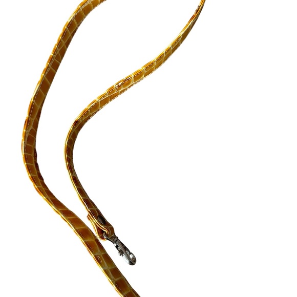 Revillon Bianco Pearlized patent leather yellow faux croc tote.  Made in Italy. - Picture 5 of 7